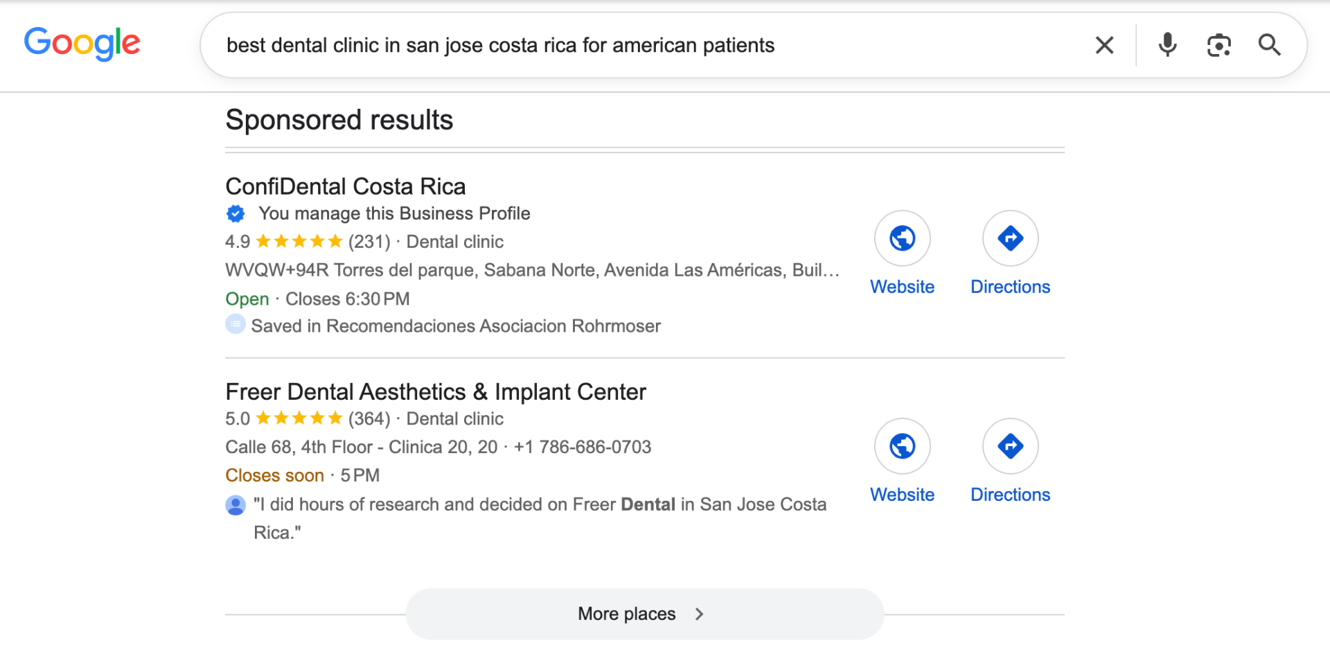 ConfiDental como resultado #1 en el mapa local de Google